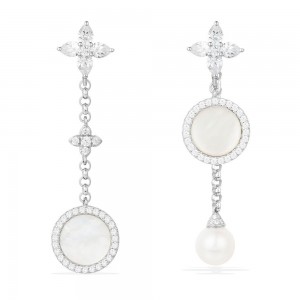 Asymmetric Eternelle Dropping Earrings With Pearl And Mother Of Pearl