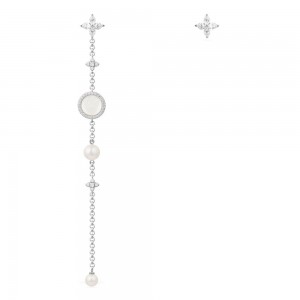 Asymmetric Long Earrings With Pearl And Mother Of Pearl