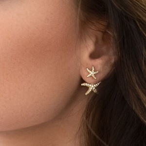 Mono Yellow Silver Seastar Stud Earring