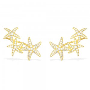 Yellow Silver Triple Seastars Earrings