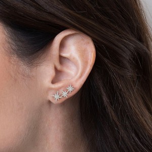 Asymmetric Meteorites Silver Earring