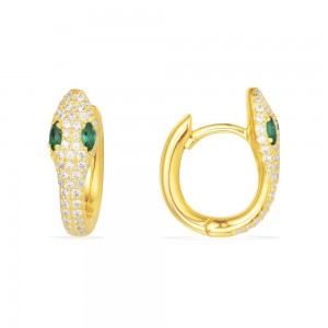 Yellow Silver Serpentine Hoop Earrings