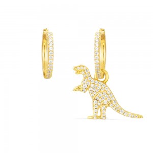 Asymmetric Yellow Silver Earring Set With Rexy