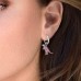 Asymmetric Silver Earrings With Little Pink Rexy