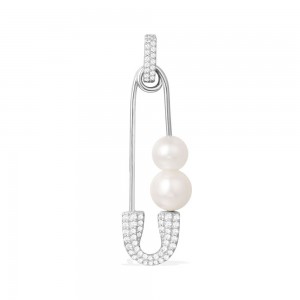 Safety Pin Mono Earring With Pearl
