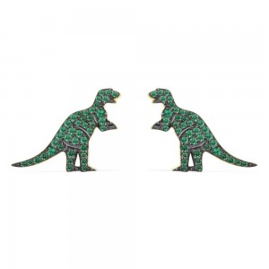 Yellow Silver Green Rexy Stud Earrings