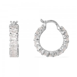 Precieuse Baguette Stone Hoop Earring