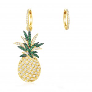 Yellow Silver Arc-en-ciel Pineapple Earrings