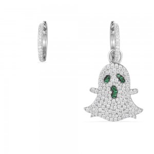 Asymmetric Silver Little Ghost Earrings