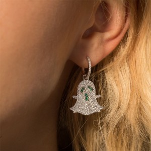 Asymmetric Silver Little Ghost Earrings
