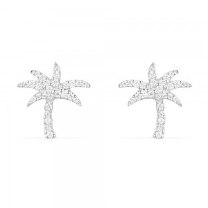 Silver Coconut Tree Stud Earrings