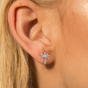 Silver Coconut Tree Stud Earrings