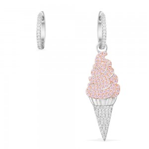 Silver Pink Ice Cream Asymmetric Earrings