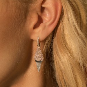 Silver Pink Ice Cream Asymmetric Earrings