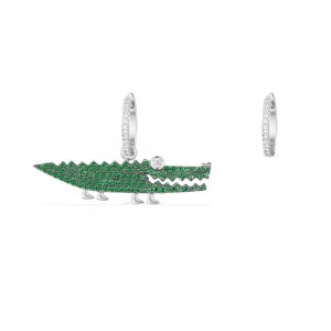 Silver Green Croco Asymmetric Earring