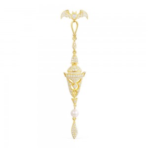 Yellow Silver Mono Bat & Lotus Earring