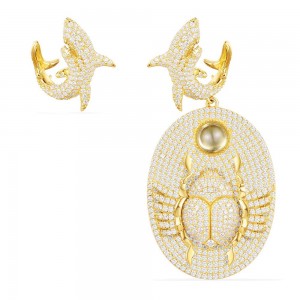 Yellow Silver Scarab & Shark Earring
