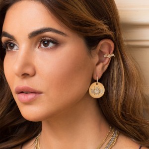 Yellow Silver Asymmetric Scarab  Earring