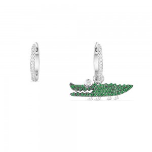Silver Green Croco Asymmetric Earring