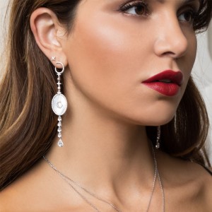 Silver Star & Moon Earrings With Mother Of Pearl