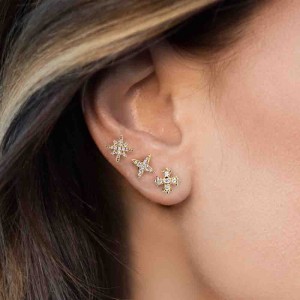 Yellow Silver Mix & Match Stud Earrings Set
