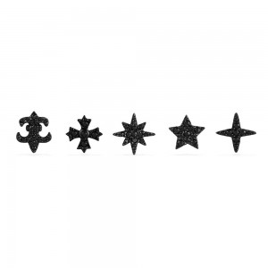 Black Silver Mix & Match Stud Earrings Set