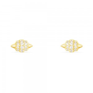 Yellow Silver Egyptian Pinecone Stud Earrings
