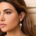 Yellow Silver Mono Scarab Earring With Pearl