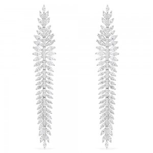 Silver Palme Long Earrings