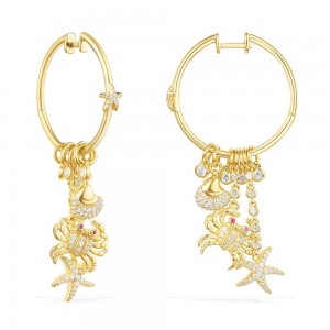 Yellow Silver Sea Creatures Earrings