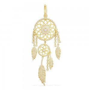 Yellow Silver Mono Statement Dream Catcher Earring