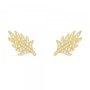 Yellow Silver Feather Stud Earrings