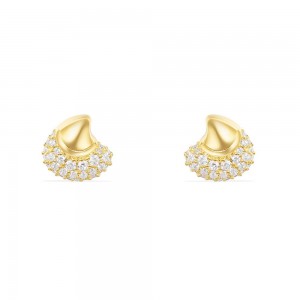 Yellow Silver Seashell Stud Earrings