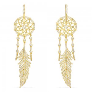 Yellow Silver Dream Catcher Earrings