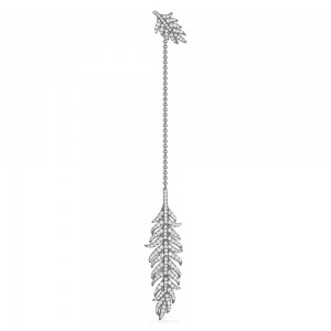 Mono Dark Gray Silver 'Dreamcatcher' Feather Earring
