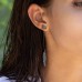 Mono Dark Gray Silver 'Dreamcatcher' Feather Earring