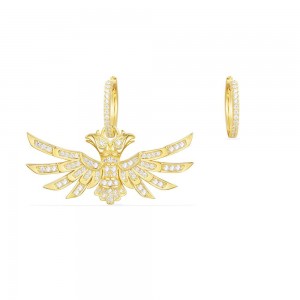 Bird Asymmetrical Earring - yellow silver