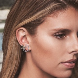 Silver Green Butterfly Earring