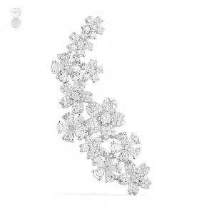 Mono Silver Floral Cuff Earring