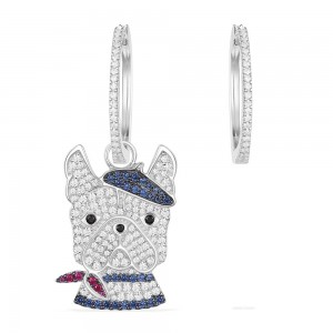 Asymmetric Silver Navy 'doggy' Earrings
