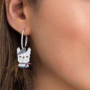 Asymmetric Silver Navy 'doggy' Earrings