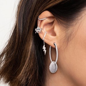 Asymmetric Silver 'seashell'  Earrings
