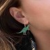 Asymmetric Yellow Silver Small Earring Set With Green Rexy