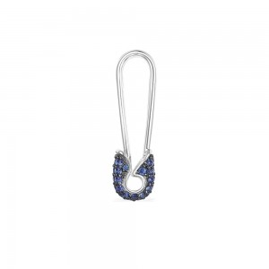 Mono Navy Silver 'Safety Pin' Earring