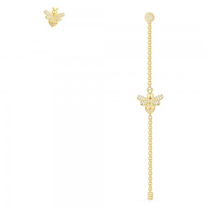 Asymmetric Yellow Silver Bumble Bee Earrings
