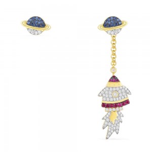 Asymmetric Multi-colour Rocket & Planet Earring  Large Set