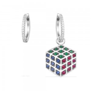 Asymmetric Silver 'magic Cube' Earrings