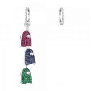 Asymmetric Silver 'ghost Gang' Earrings