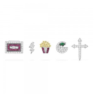 Silver 'love 80s' Stud Earrings Set