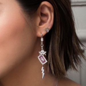 Silver 'love 80s' Stud Earrings Set